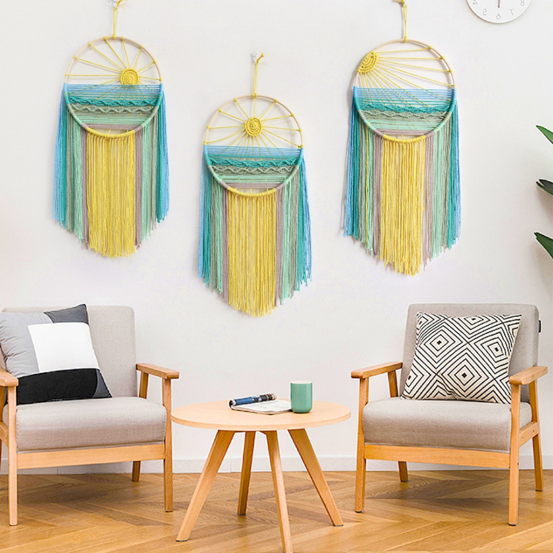Sunrise Home Textiles & Apparel - 北欧サンライズマクラメタペストリー ボヘミアンサンセット ウォールハンギング ホームデコレーション 寝室 リビングルーム