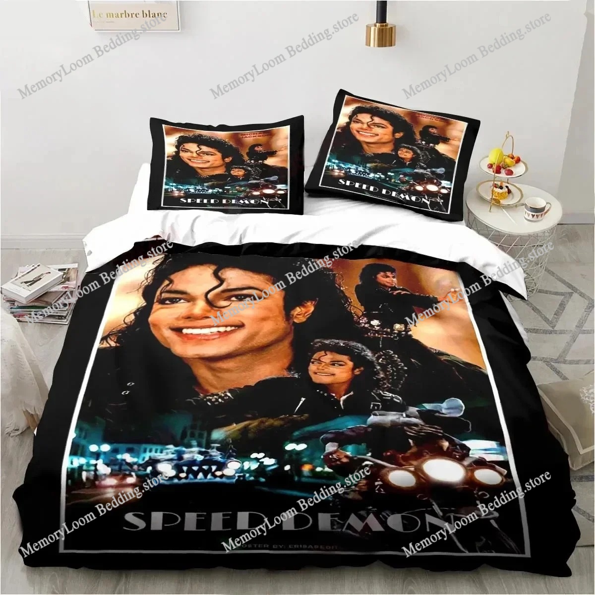 Home Textiles Trends - ファッショントレンドモダンなマイケル・ジャクソン寝具セットシングル/ツインサイズ布団カバー3Dプリントスタイリッシュなソフトホームテキスタイルセット高級ギフト