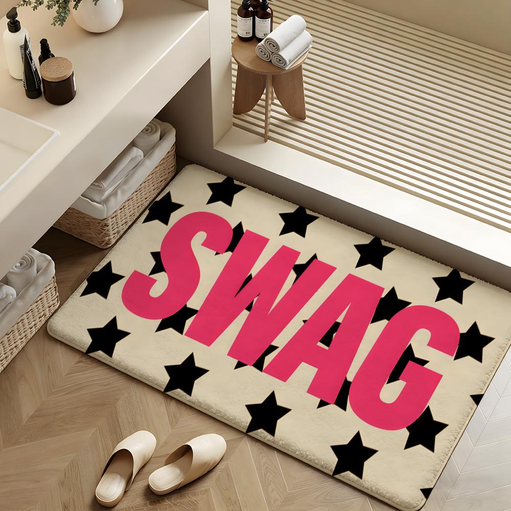 Home Textiles Trends - ストリートトレンドスワッグスタイルフロアマットソフトフランネルラグ滑り止め吸収マットバスルーム寝室家の装飾用