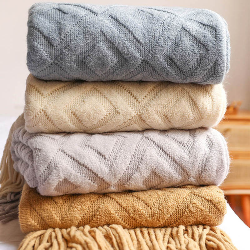 の毛布をノルディックニットセーターソファ毛布写真の小道具エア - Throw Blanket Chunky Knit のレビューと価格