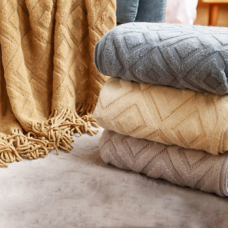 の毛布をノルディックニットセーターソファ毛布写真の小道具エア - Throw Blanket Chunky Knit のレビューと価格