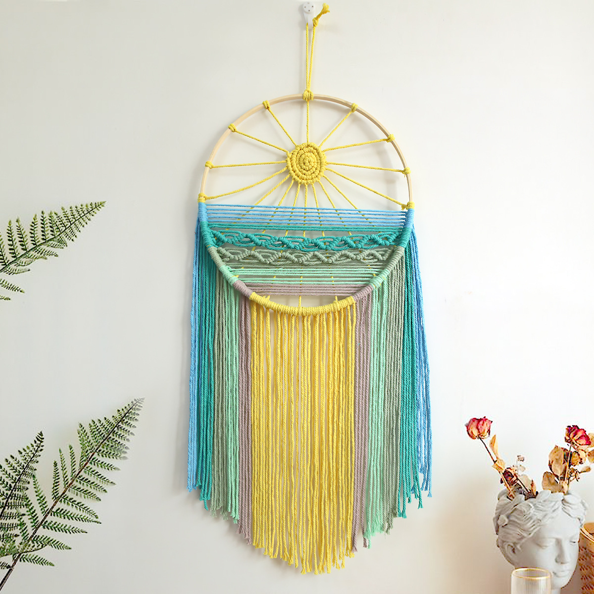 北欧サンライズマクラメタペストリー ボヘミアンサンセット ウ - Sunrise Home Textiles & Apparel のレビューと価格