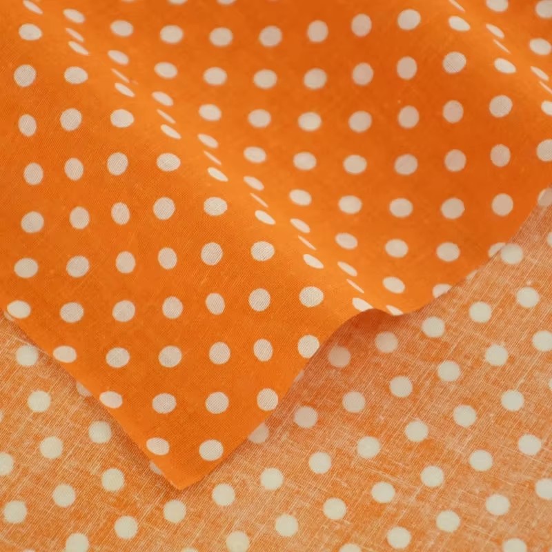 白いオレンジの水玉模様の綿生地,パッチワーク,ホームテキスタ - Home Textiles Fabric のレビューと価格