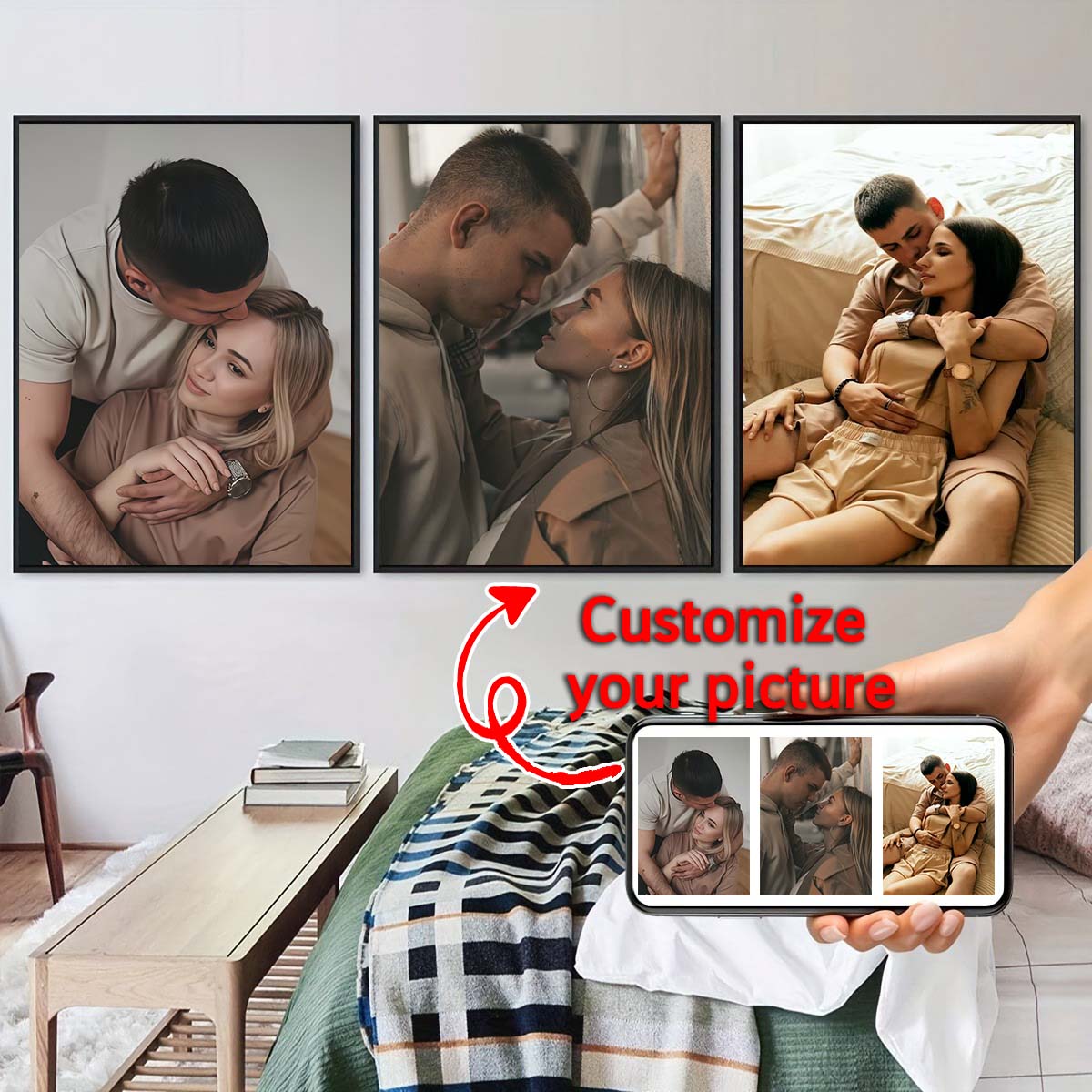トリプティク - 2Dカスタム写真木製フレーム油絵またはフレ - Home Textiles Fabric のレビューと価格