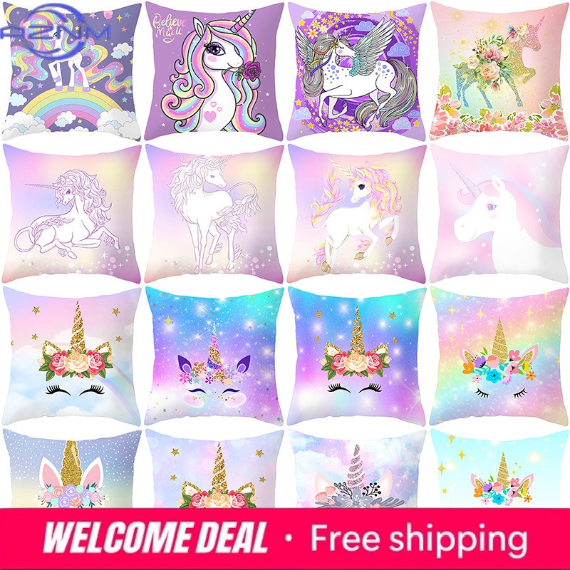タイムカートゥーンホームデコレーション枕パープルユニコーン枕 - Sunrise Home Textiles & Apparel のレビューと価格