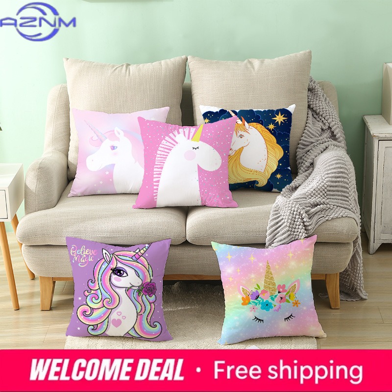 タイムカートゥーンホームデコレーション枕パープルユニコーン枕 - Sunrise Home Textiles & Apparel のレビューと価格