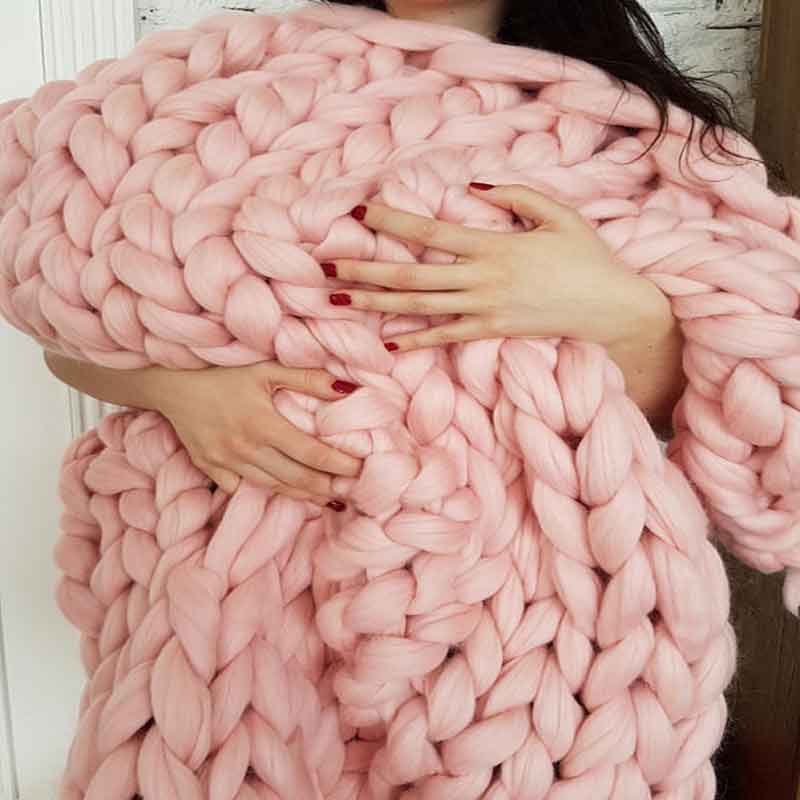 ニットとウールの手織りブランケット,厚くて暖かい,冬用,ファ - Throw Blanket Chunky Knit のレビューと価格