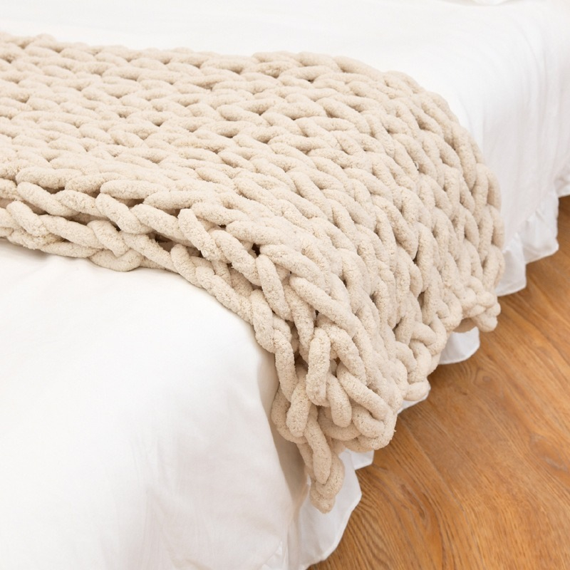 手編みチャンキーニットスローブランケット、柔らかいシェニール - Throw Blanket Chunky Knit のレビューと価格