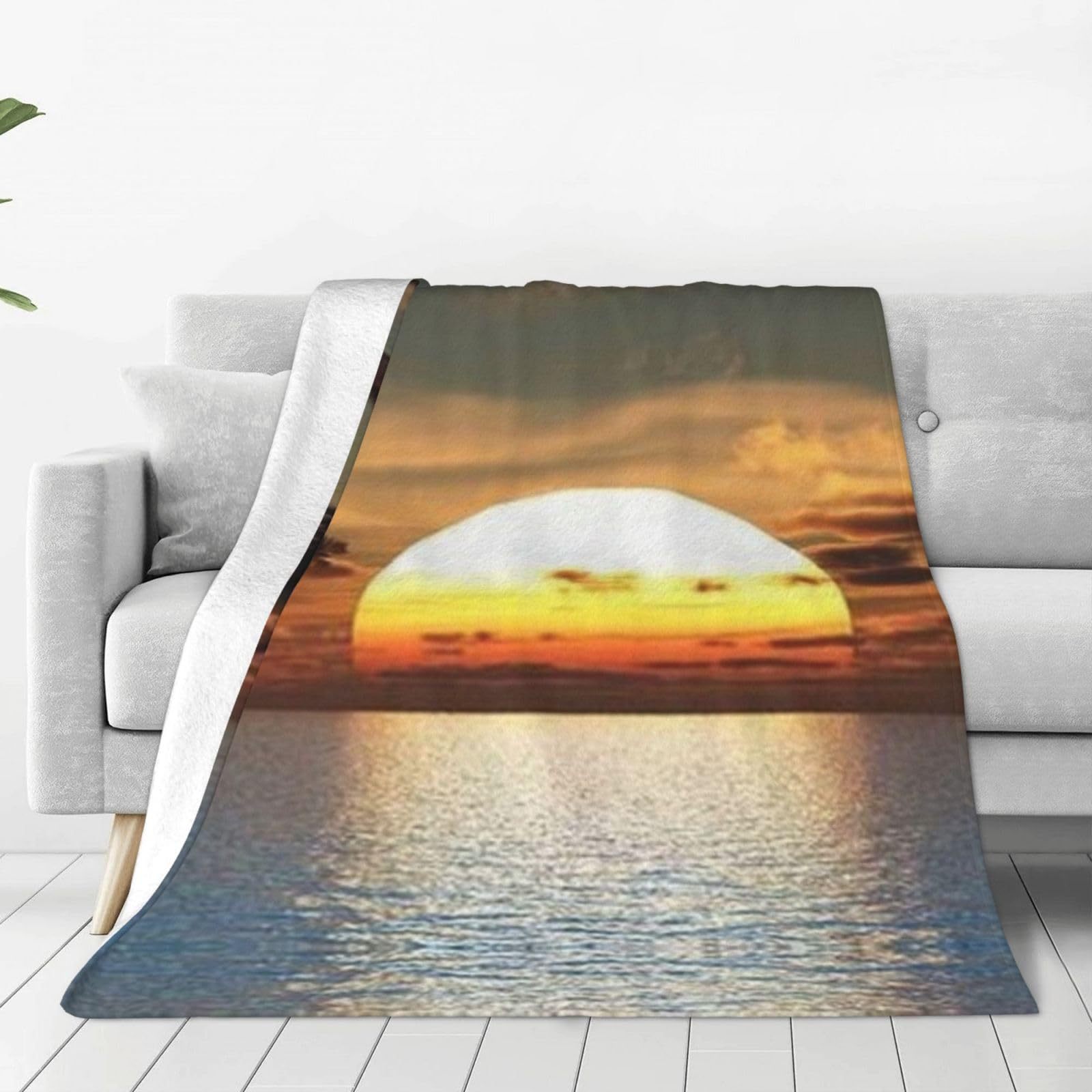 トロピカルオーシャンサンライズプリントブランケット ソファベ - Sunrise Home Textiles & Apparel のレビューと価格
