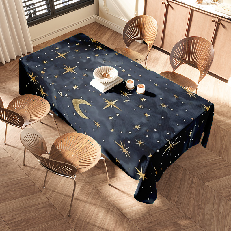 スタイリッシュなダークブルースタームーンテーブルクロスダイニ - Home Textiles Com のレビューと価格