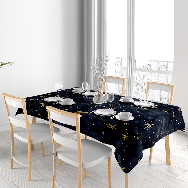 スタイリッシュなダークブルースタームーンテーブルクロスダイニ - Home Textiles Com のレビューと価格
