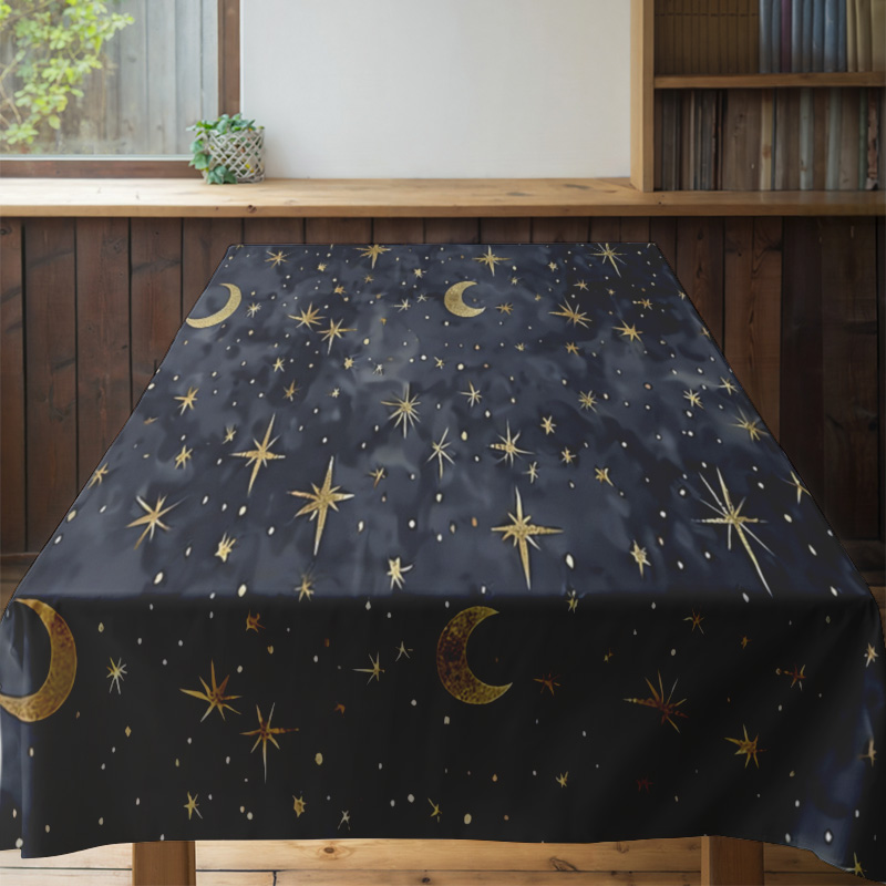 スタイリッシュなダークブルースタームーンテーブルクロスダイニ - Home Textiles Com のレビューと価格