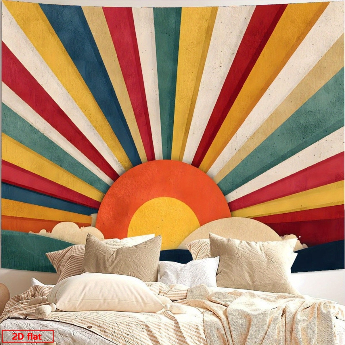ボヘミアンサンバーストレトロタペストリー壁掛けミッドセンチュ - Sunrise Home Textiles & Apparel のレビューと価格