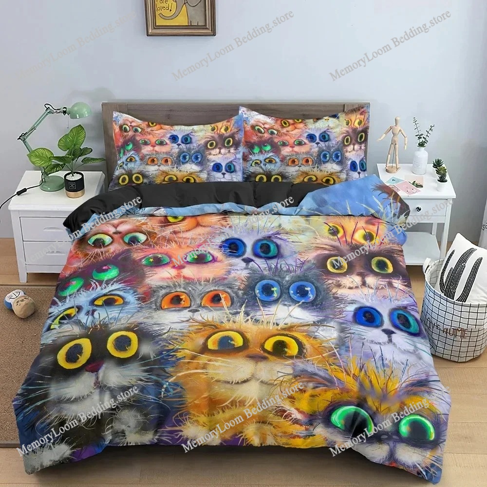 ファッショントレンドモダン水彩漫画猫寝具セットシングル/ツイ - Home Textiles Trends のレビューと価格