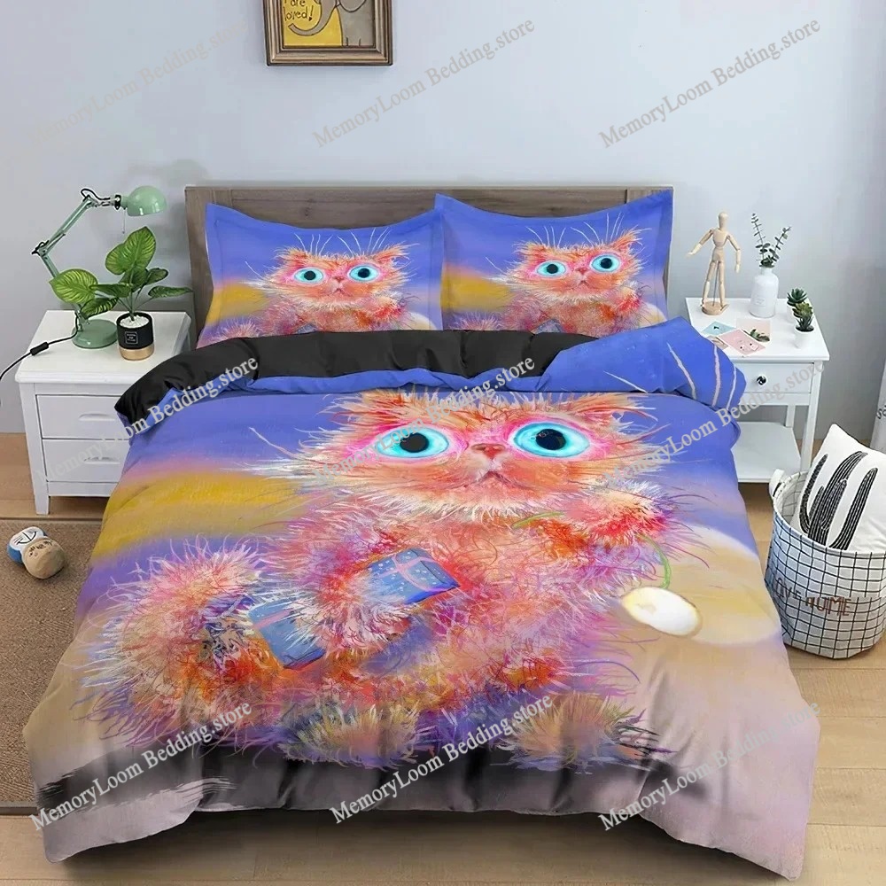 ファッショントレンドモダン水彩漫画猫寝具セットシングル/ツイ - Home Textiles Trends のレビューと価格