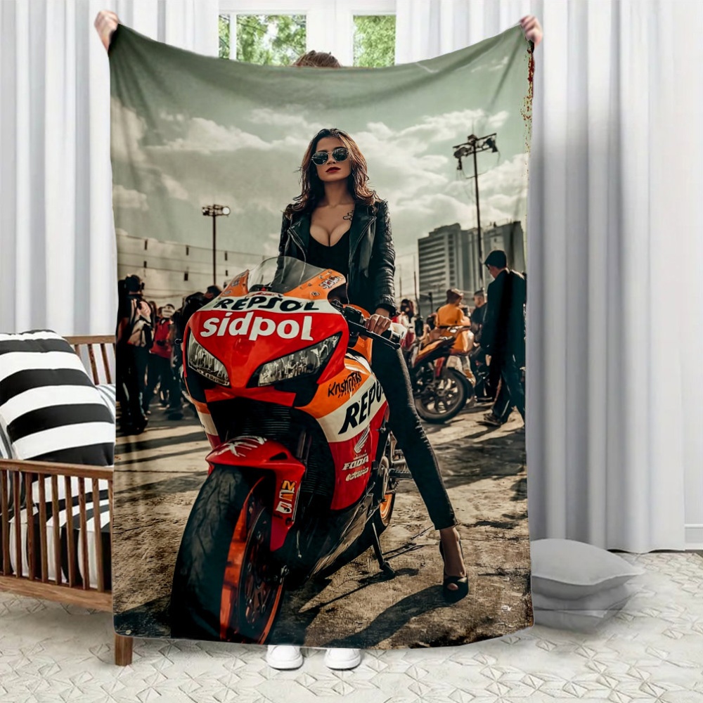 美しいオートバイのトレンドスタイルのフランネルプリントブラン - Home Textiles Trends のレビューと価格