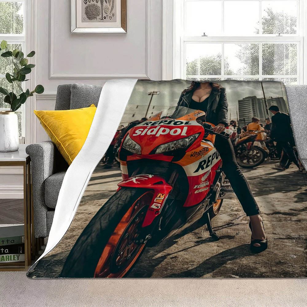 美しいオートバイのトレンドスタイルのフランネルプリントブラン - Home Textiles Trends のレビューと価格