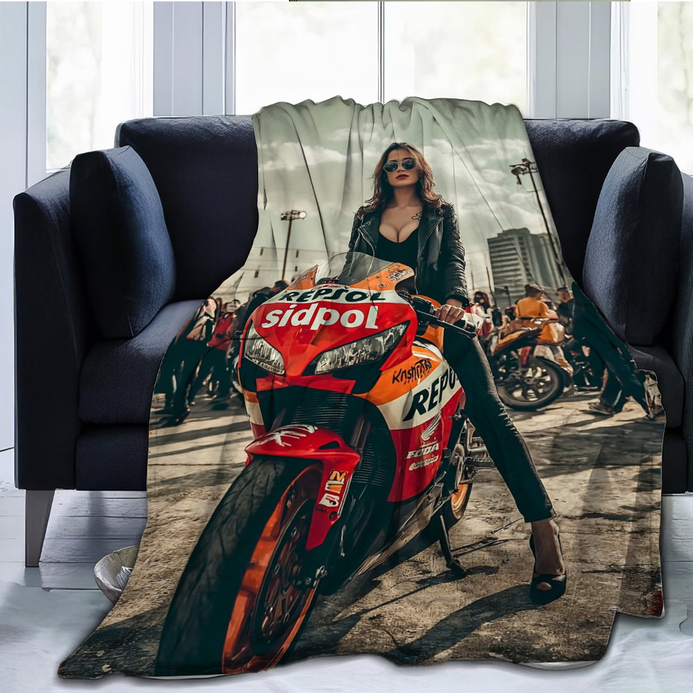 美しいオートバイのトレンドスタイルのフランネルプリントブラン - Home Textiles Trends のレビューと価格