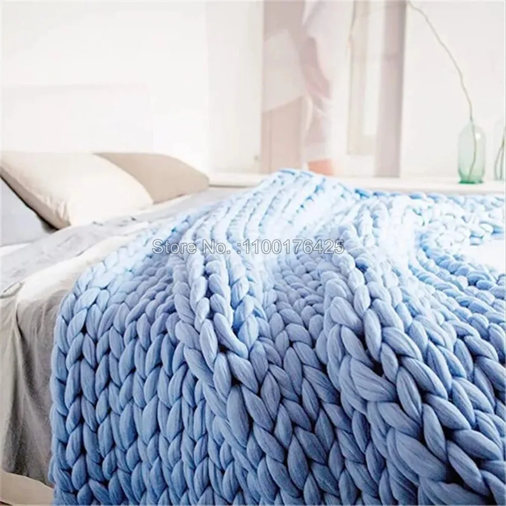 グレーの柔らかいニットブランケット 冬用厚手ソファスロー 太 - Throw Blanket Chunky Knit のレビューと価格